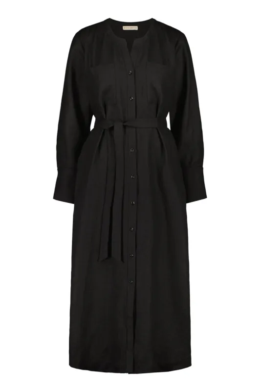 Nauvo Linen Shirt Dress Black sold by Ivalo.com