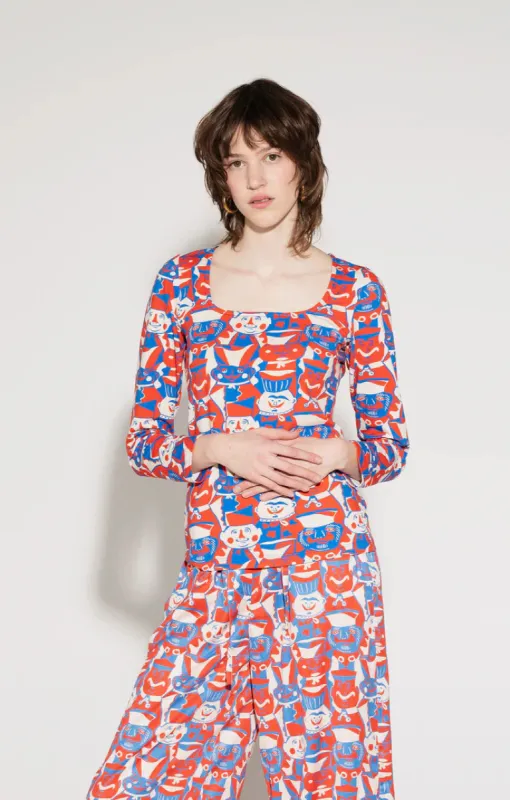 Mihok Long Sleeve Top Miska Faces Red sold by Ivalo.com