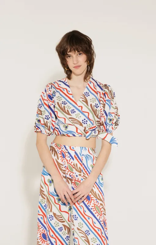 Boros Wrap Blouse Folkdoodle White sold by Ivalo.com