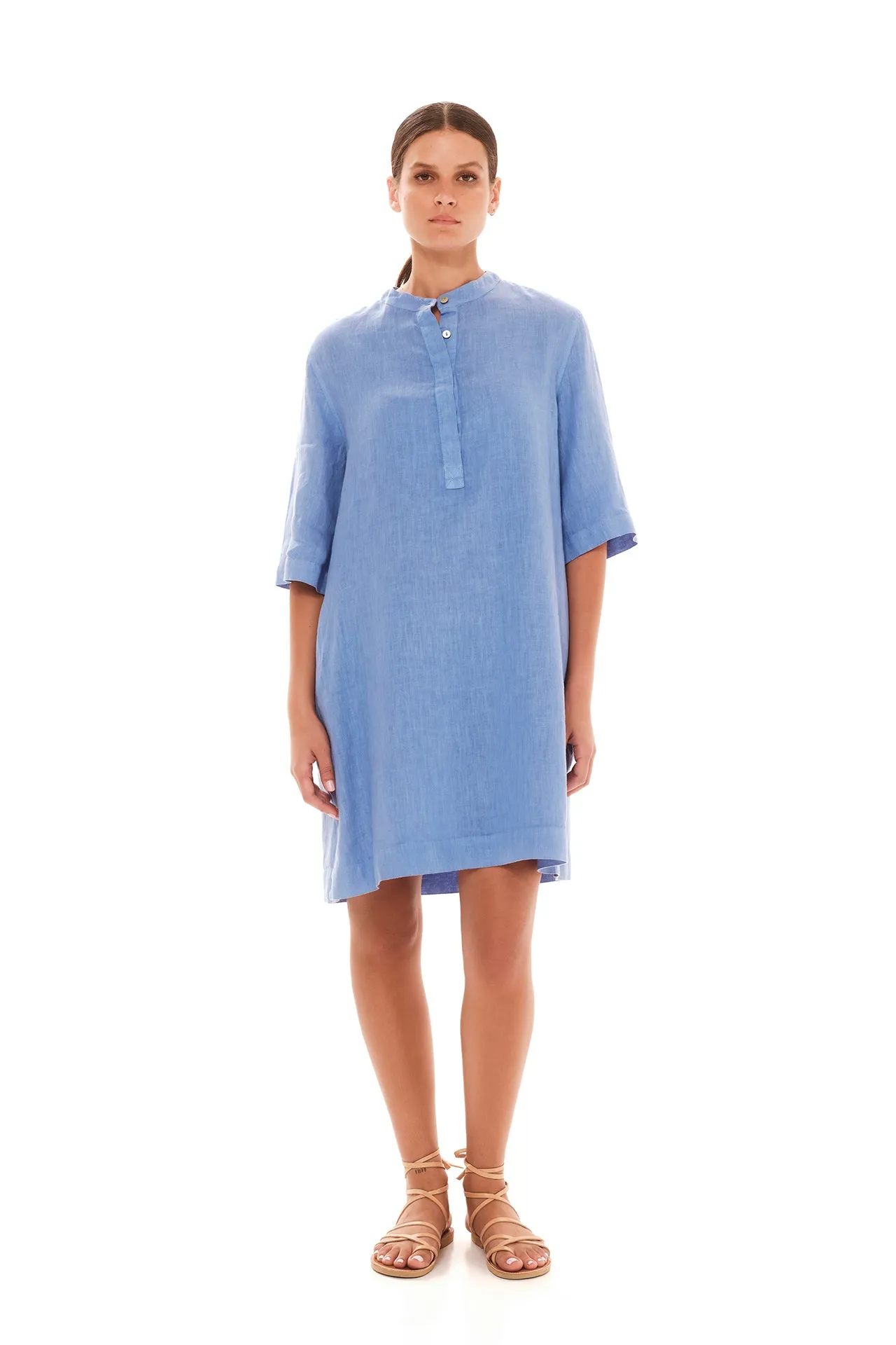 Button Front Linen Dress Blue sold by Ivalo.com product image thumbnail 4