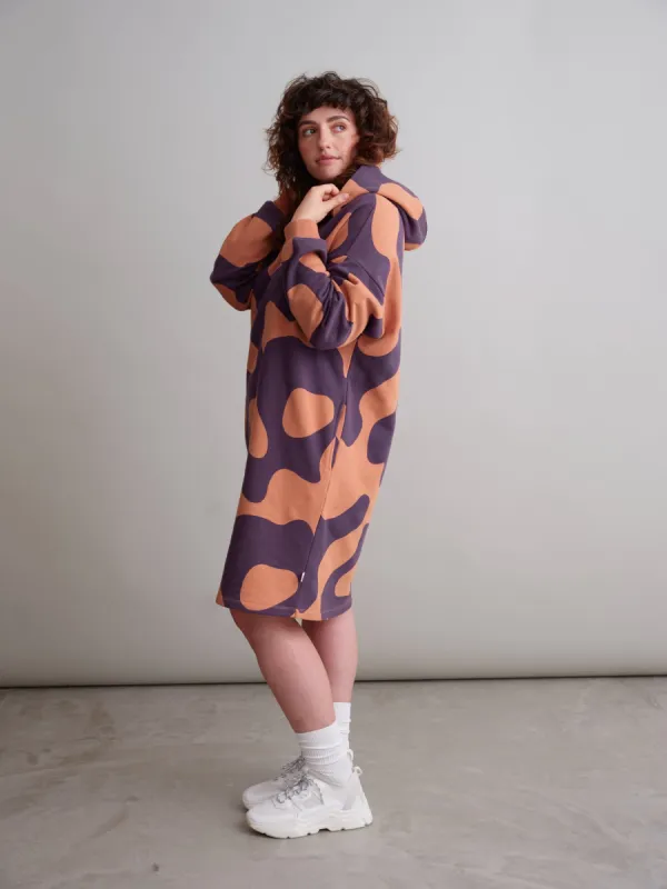 Swirl Oversize Hoodie Dress Brown sold by Ivalo.com