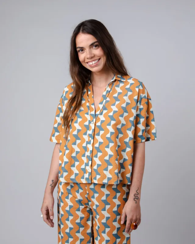 Big Tiles Cropped Blouse Ochre sold by Ivalo.com