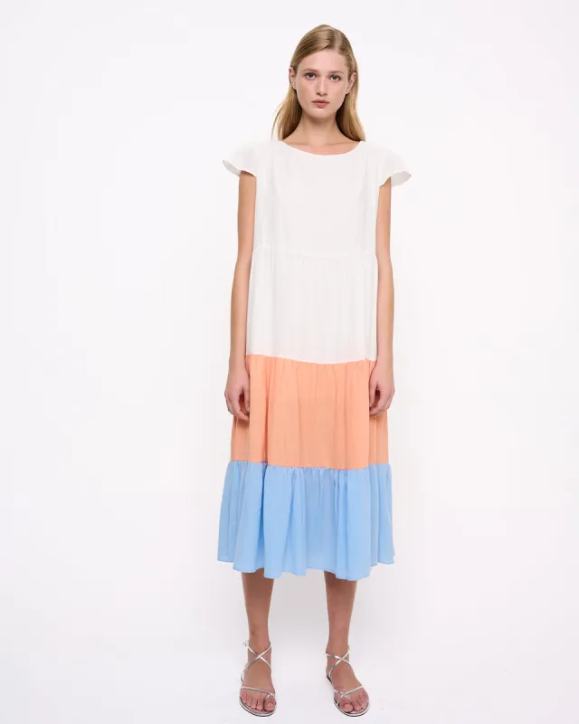 Tiered 3 Color Midi Dress White sold by Ivalo.com