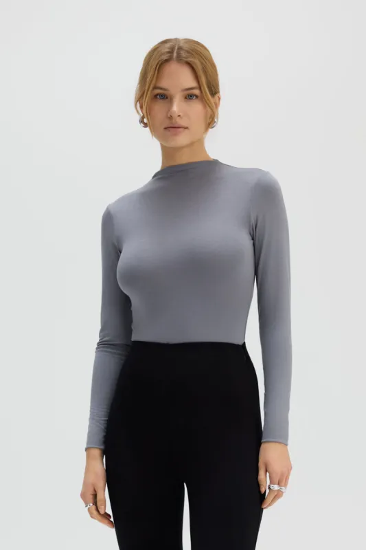 Saint Body Long Sleeve Turtleneck Bodysuit Grey sold by Ivalo.com