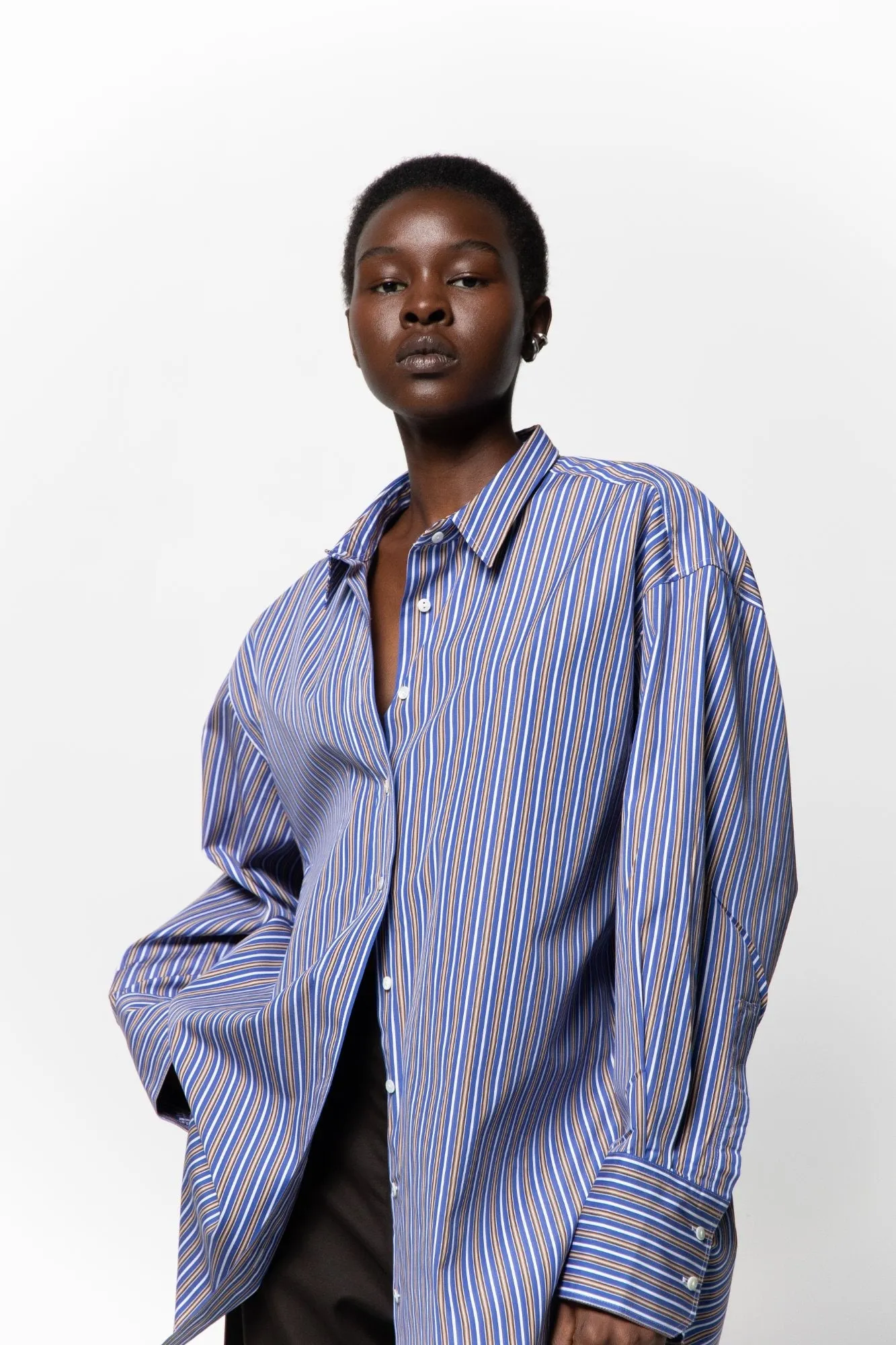 Button-up Shirt Striped Blue/Brown sold by Ivalo.com product image thumbnail 2