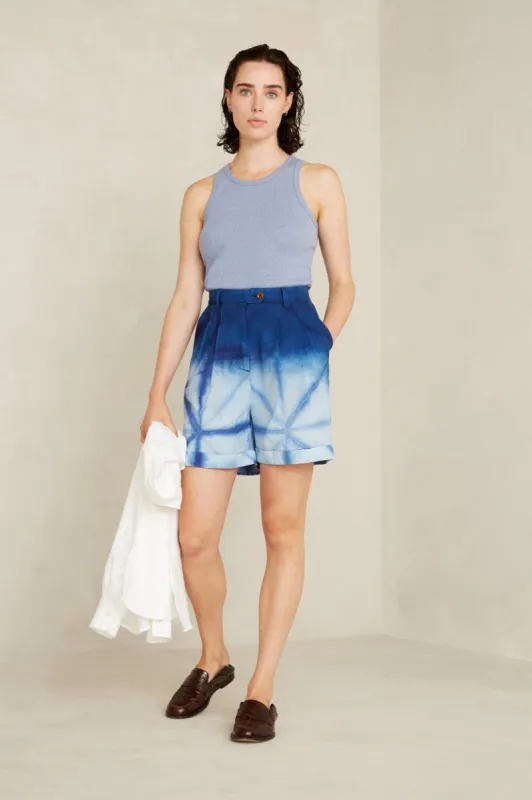 Marisol Short Shibori Ombre Natural Indigo sold by Ivalo.com