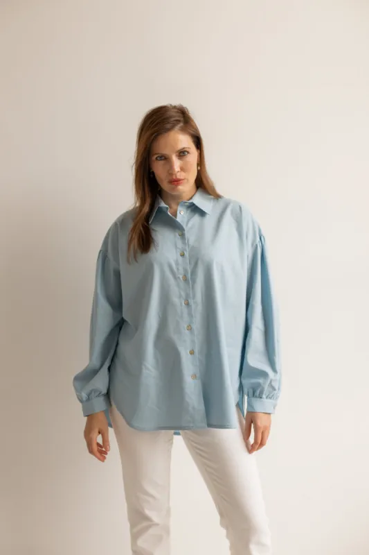 Summer Button-up Shirt Pale Turquoise sold by Ivalo.com