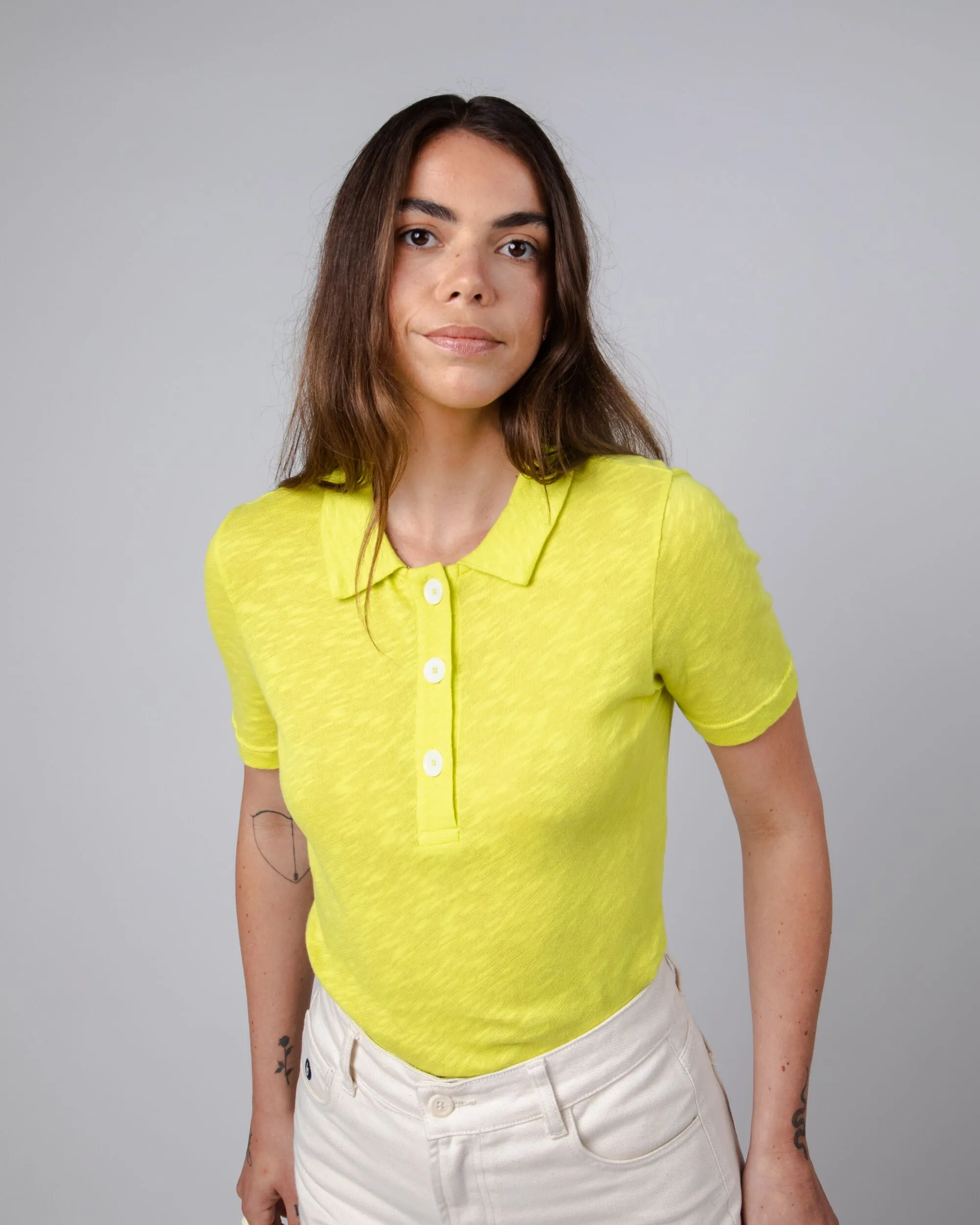 Buttoned Polo T-Shirt Lime Yellow sold by Ivalo.com