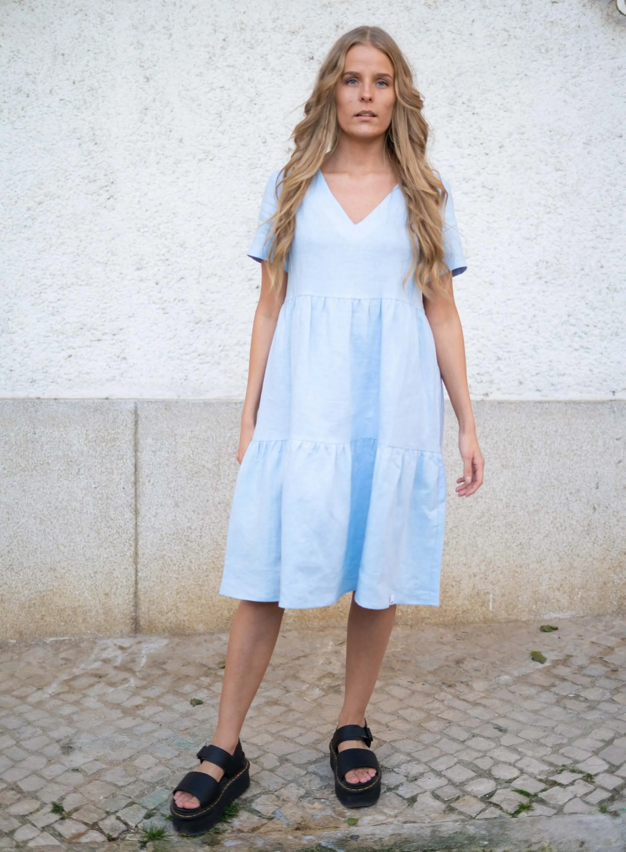 Linen Layer Dress Sky Blue sold by Ivalo.com product image thumbnail 3
