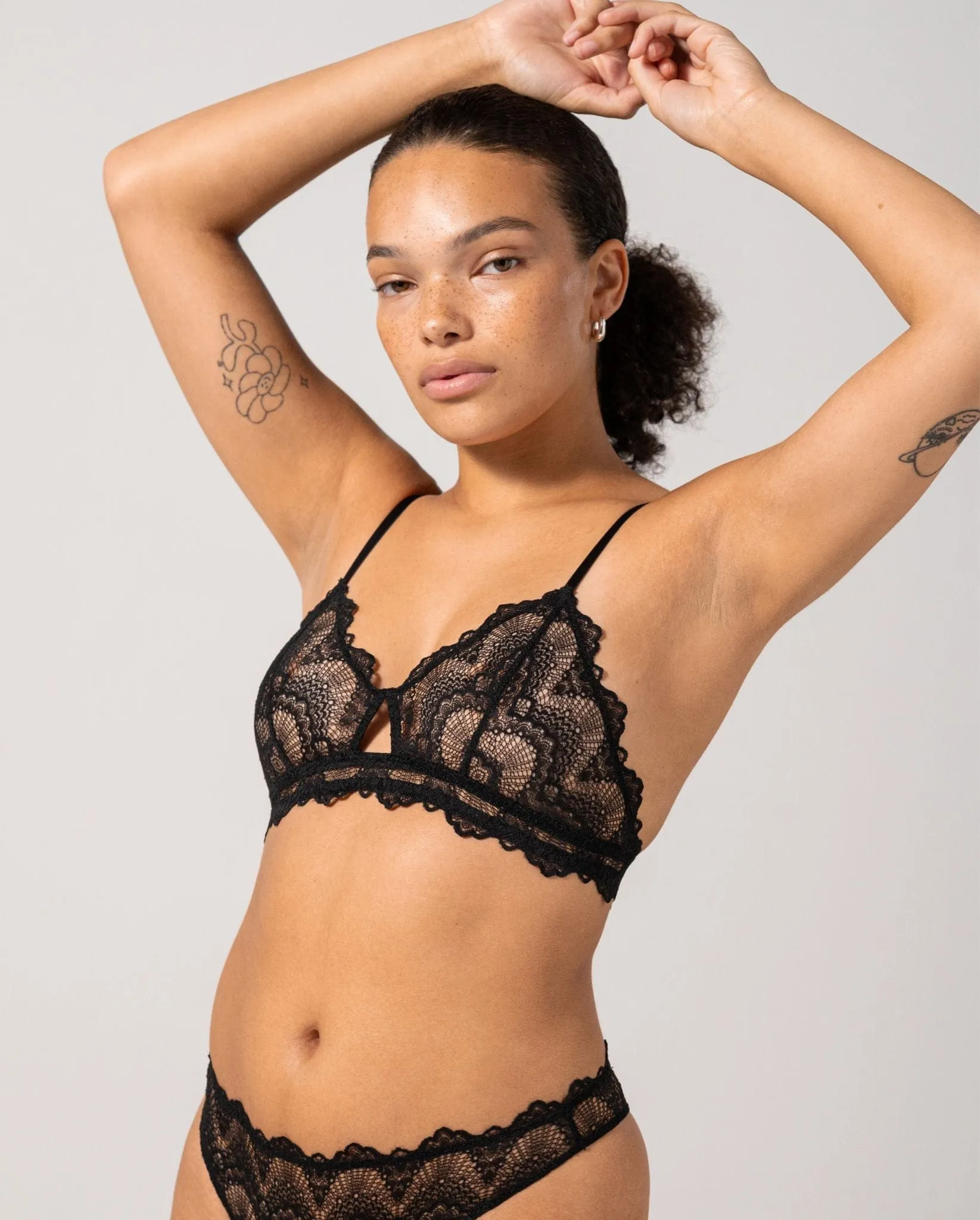 Lace Cut-Out Triangle Bralette Black sold by Ivalo.com product image thumbnail 3