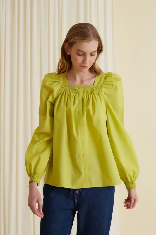 Mazie Ruched Blouse Pistachio sold by Ivalo.com