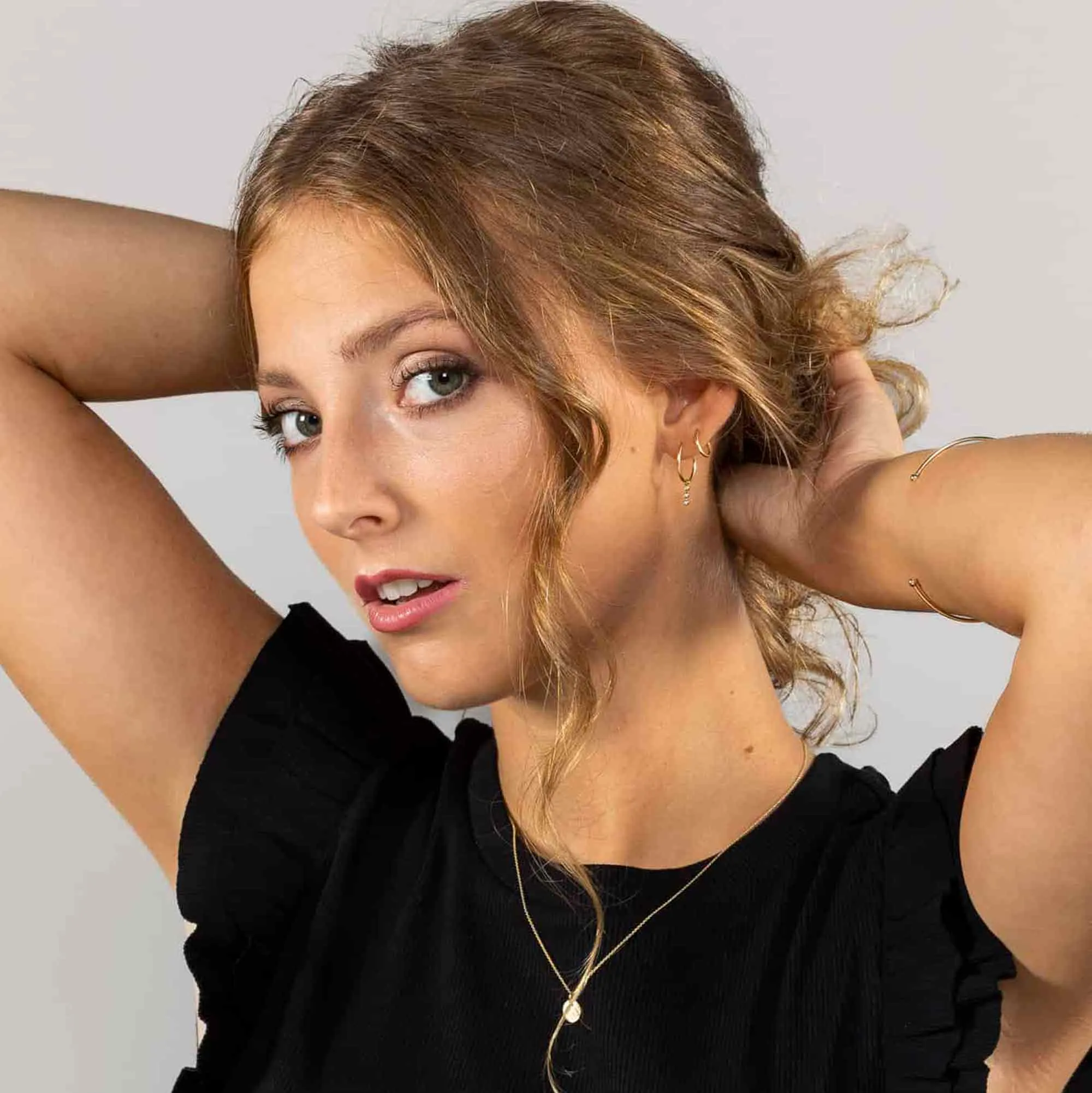 Triple Diamond Hoop Charms Solid Gold sold by Ivalo.com product image thumbnail 2