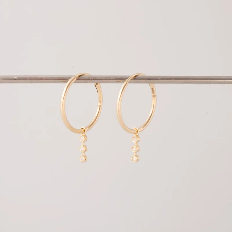Triple Diamond Hoop Charms Solid Gold sold by Ivalo.com