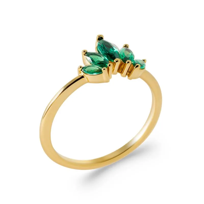 Classic Petal Zirconia Ring Gold sold by Ivalo.com