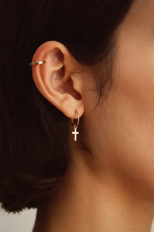 Cross Single Earring Gold sold by Ivalo.com