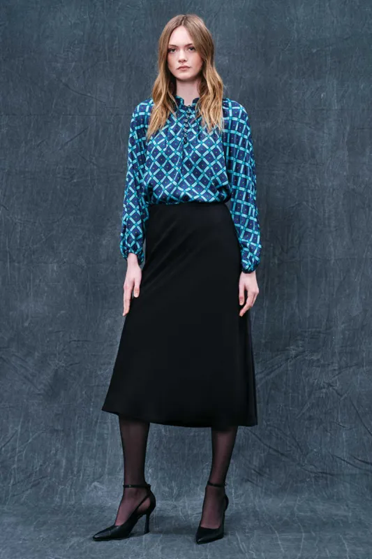 Geometric Blouse With Buttons Blue Net sold by Ivalo.com