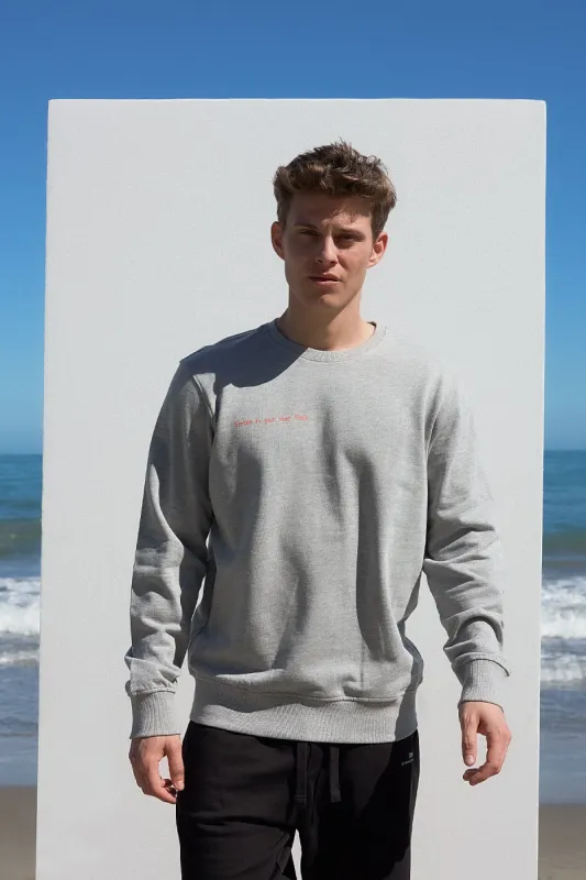 Printed Men's Crew Neck Sweatshirt Grey Melange sold by Ivalo.com