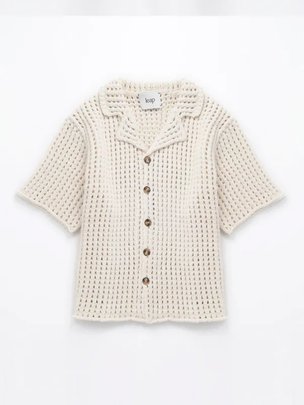 Amina Open-knit Cardigan Natural White sold by Ivalo.com