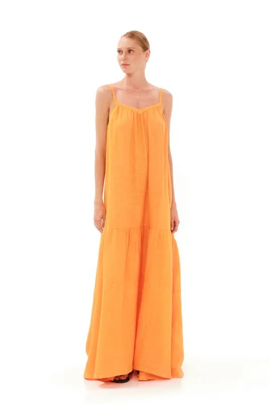 Tank Linen Maxi Dress Orange sold by Ivalo.com