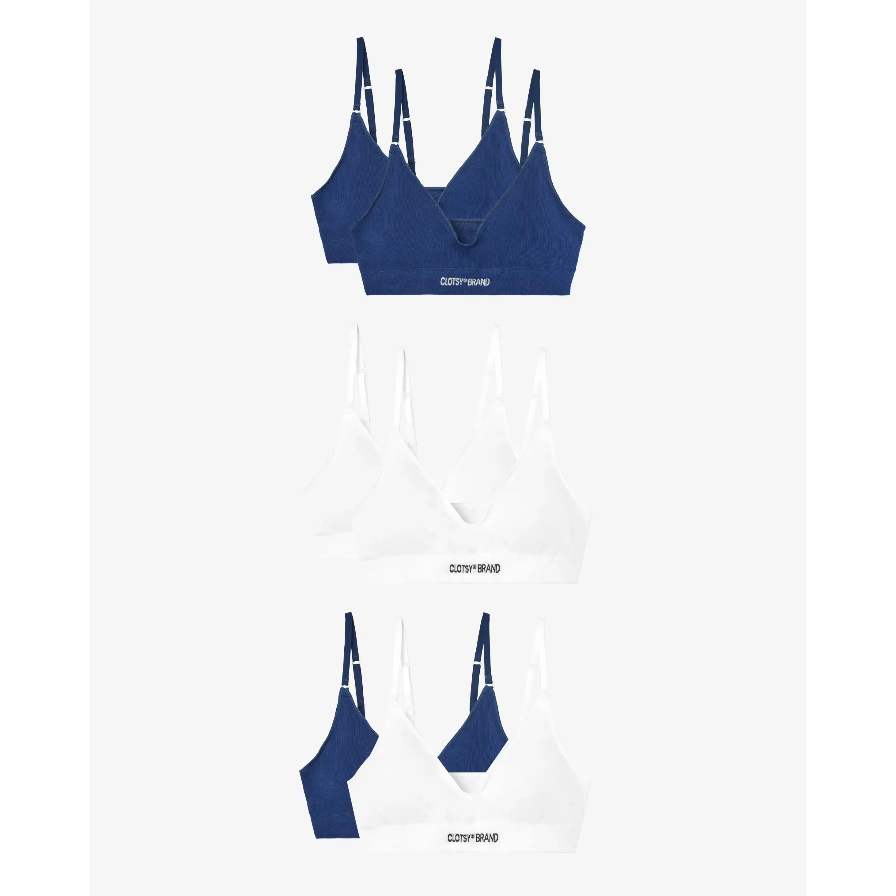 Clotsy Bralette 2pack White/Navy Blue sold by Ivalo.com
