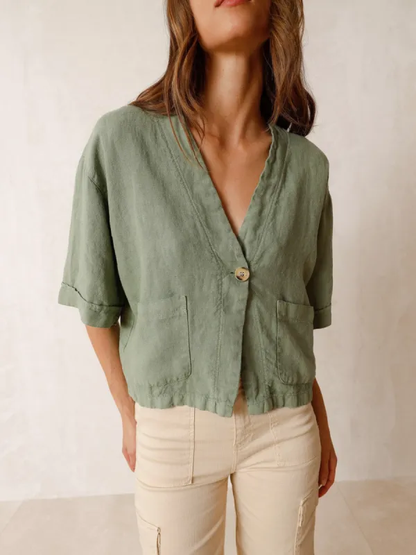 Linen Crop Overshirt sold by Ivalo.com