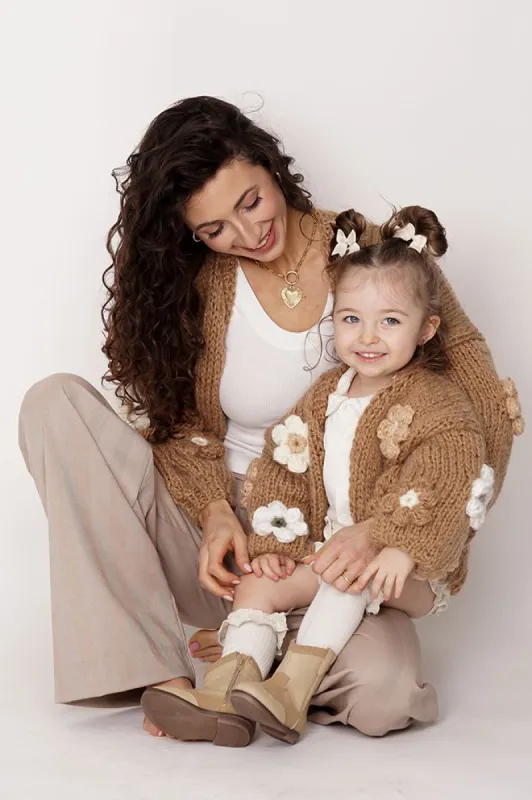 Flower Handmade Cardigan Camel sold by Ivalo.com