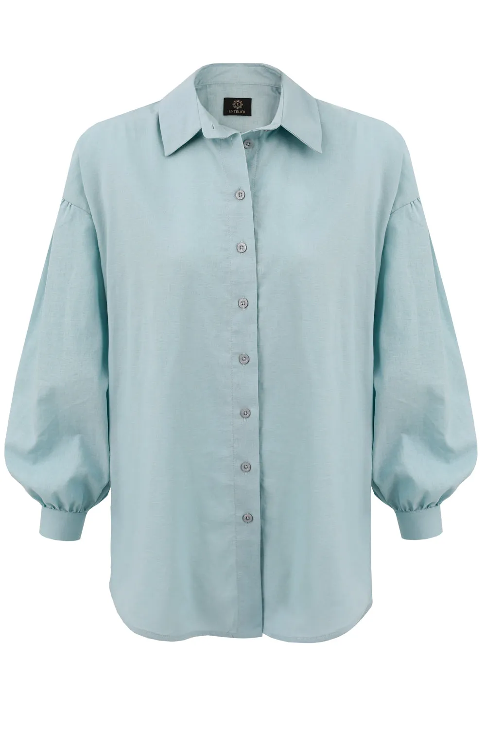 Summer Linen Button-up Shirt Pale Turquoise sold by Ivalo.com