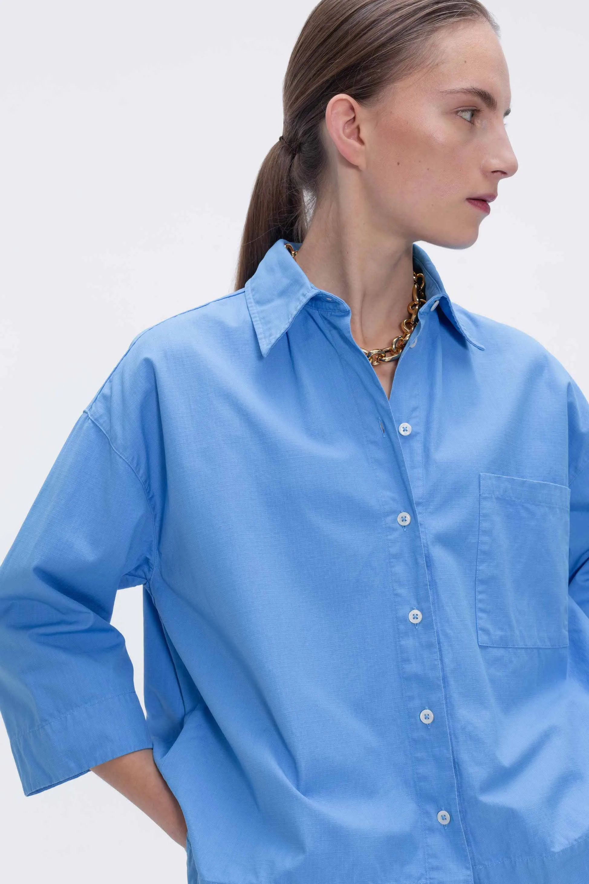 Flying Horse Button-up Shirt Blue sold by Ivalo.com