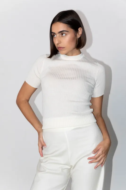 Ribbed Merino T-Shirt White sold by Ivalo.com