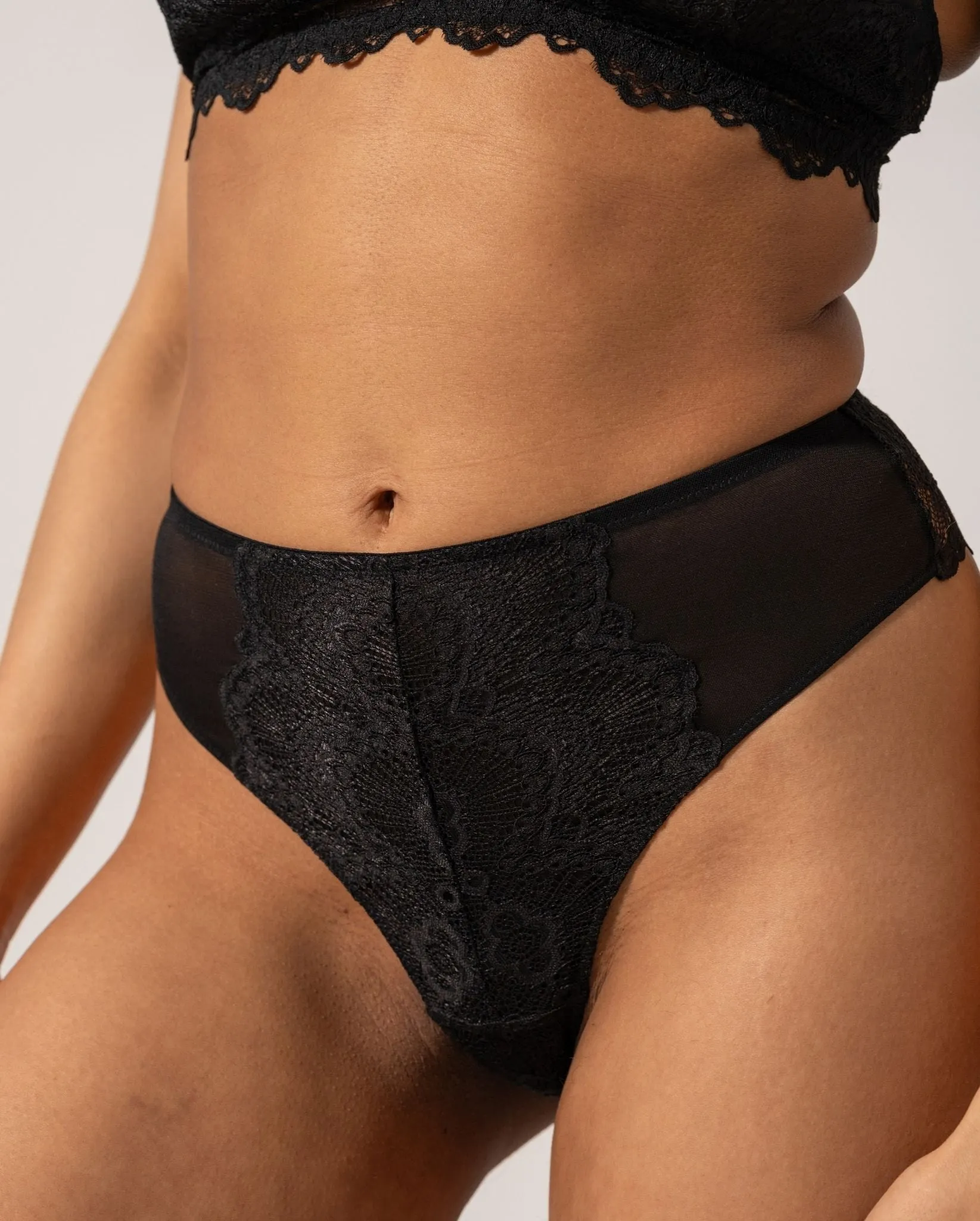 Lace Mesh Highwaist Thong Black sold by Ivalo.com product image thumbnail 3