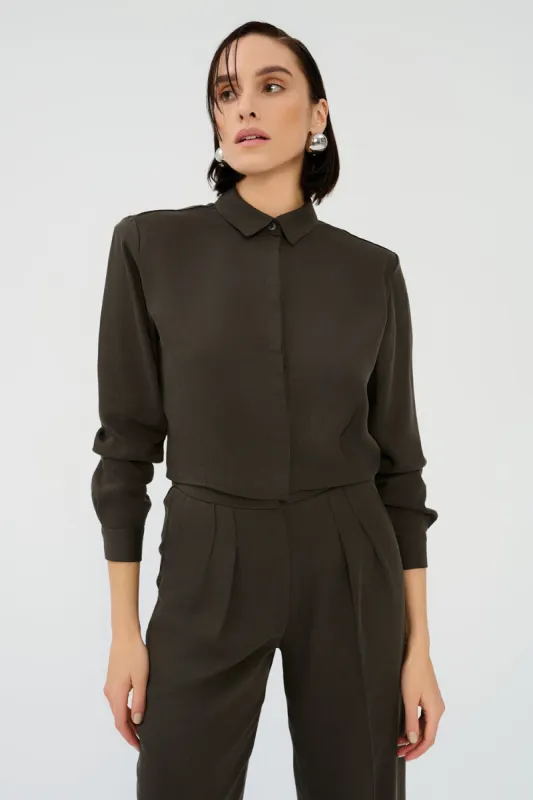 Saint Body Short Button-Down Shirt Brown sold by Ivalo.com