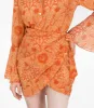 Lotus Print Mini Wrap Skirt Orange sold by Ivalo.com