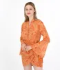 Lotus Print Mini Wrap Skirt Orange sold by Ivalo.com