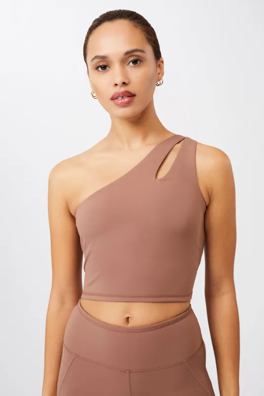 Cropped Shoulder Top Sports Bra Cappuccino sold by Ivalo.com