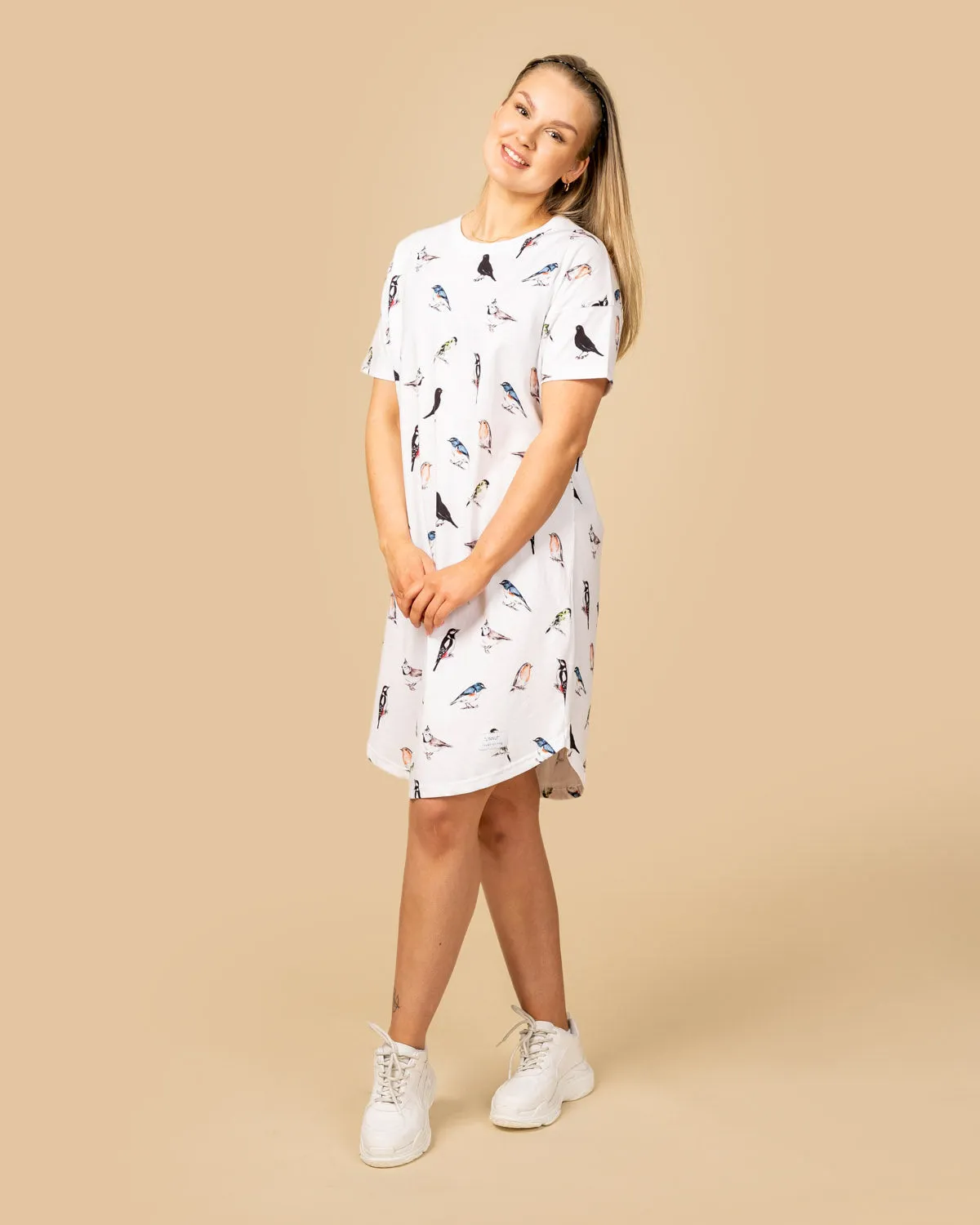 Birds T-Shirt Dress White sold by Ivalo.com