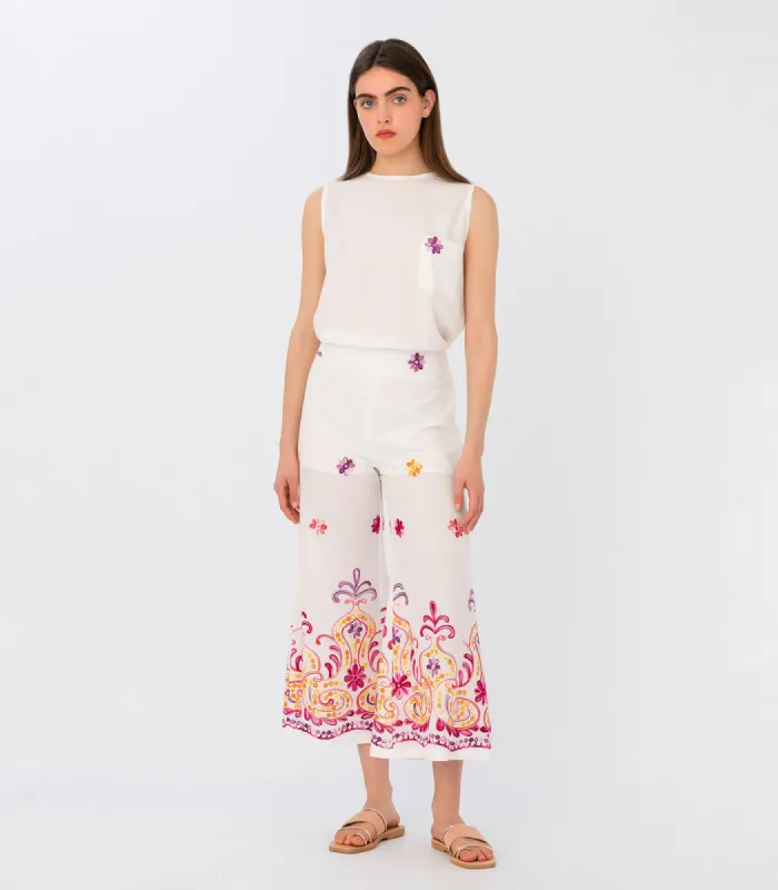 Embroidered Cropped Pants sold by Ivalo.com