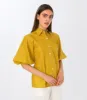 Olive Puff Sleeve Shirt Mustard Yellow sold by Ivalo.com