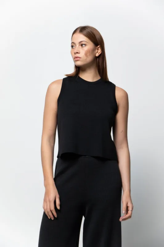 Merino Tencel Crop Tank Top Black sold by Ivalo.com