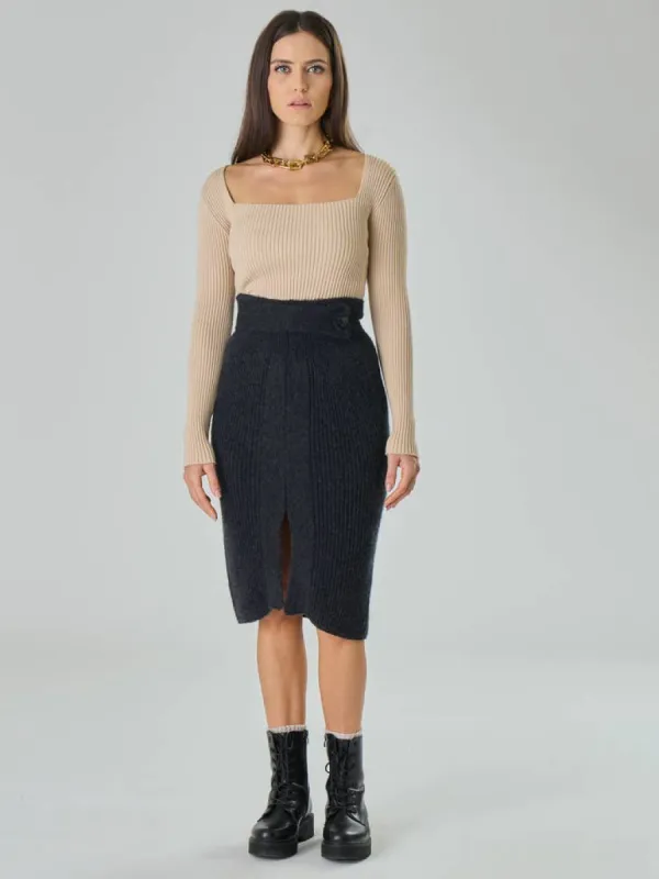 Chanel Merino Wool Skirt Grey sold by Ivalo.com