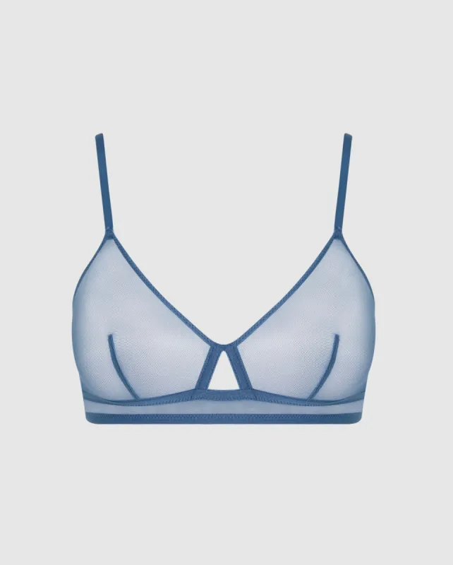 Mesh Cut-Out Triangle Bralette Faded Blue sold by Ivalo.com