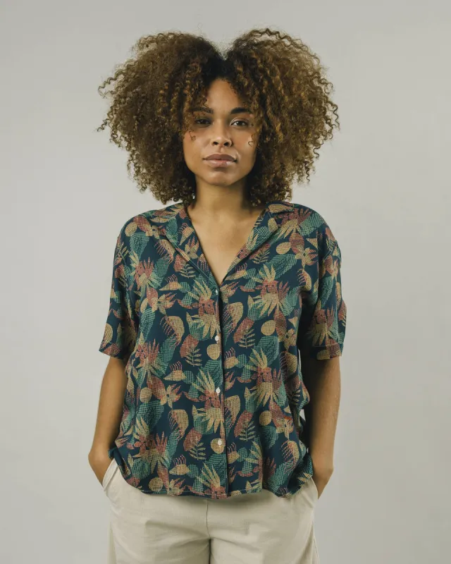 Flower Vichy Aloha Blouse Navy Blue made by Ivalo.com