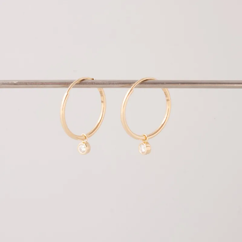 Diamond Hoop Charms Solid Gold sold by Ivalo.com