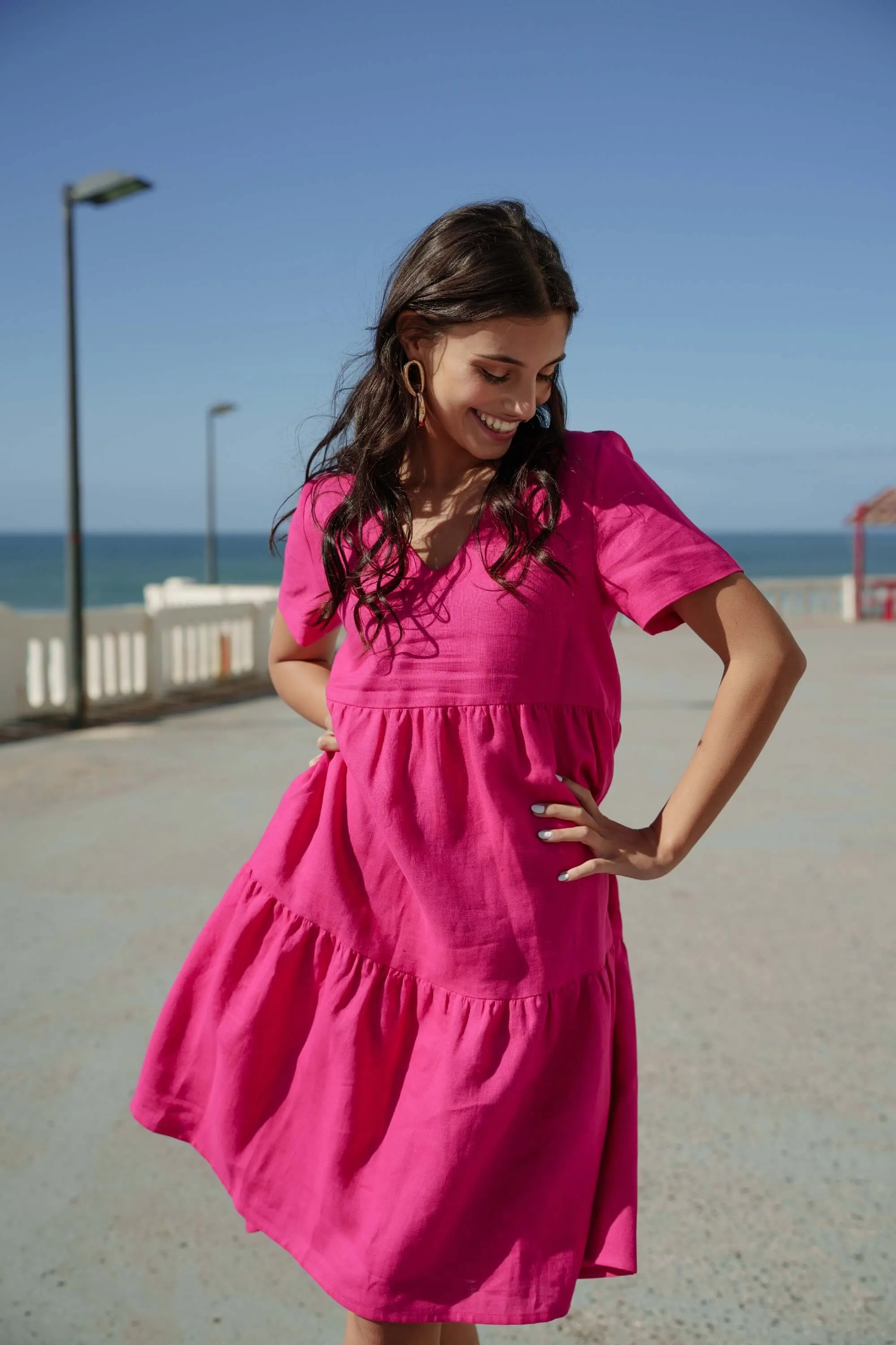 Linen Layer Dress Peacock Pink sold by Ivalo.com product image thumbnail 3