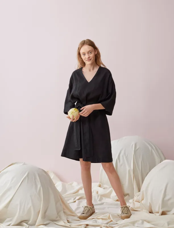 Caftan Linen Dress Black sold by Ivalo.com