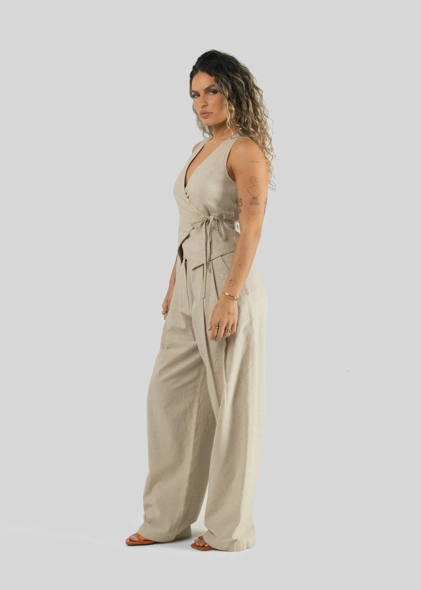 Chloe Linen Trousers Beige sold by Ivalo.com product image thumbnail 4