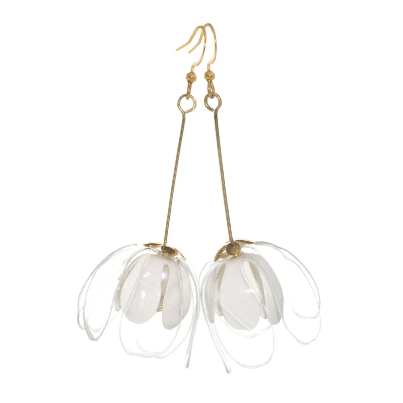 Double-Flower Earrings Clear/White sold by Ivalo.com