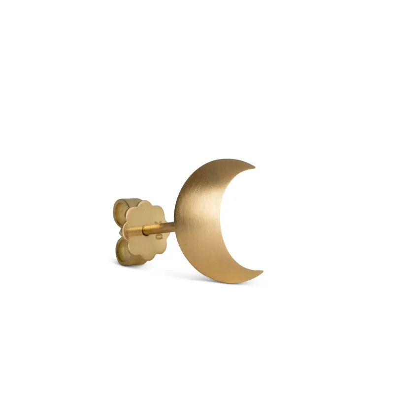 Small Half Moon Stud in 18 karat gold sold by Jane Koenig