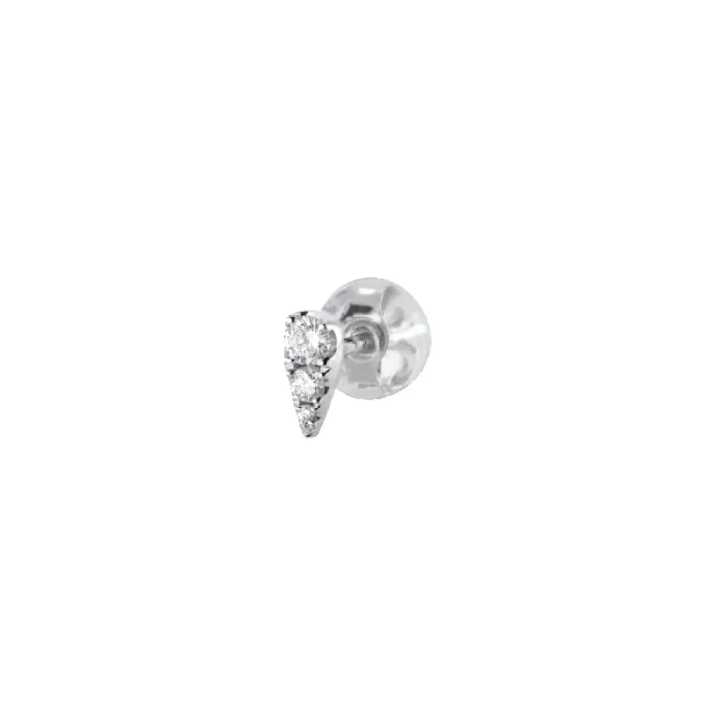 Drop earring in 14 karat white gold with 3 brilliant-cut diamonds sold by Jane Koenig
