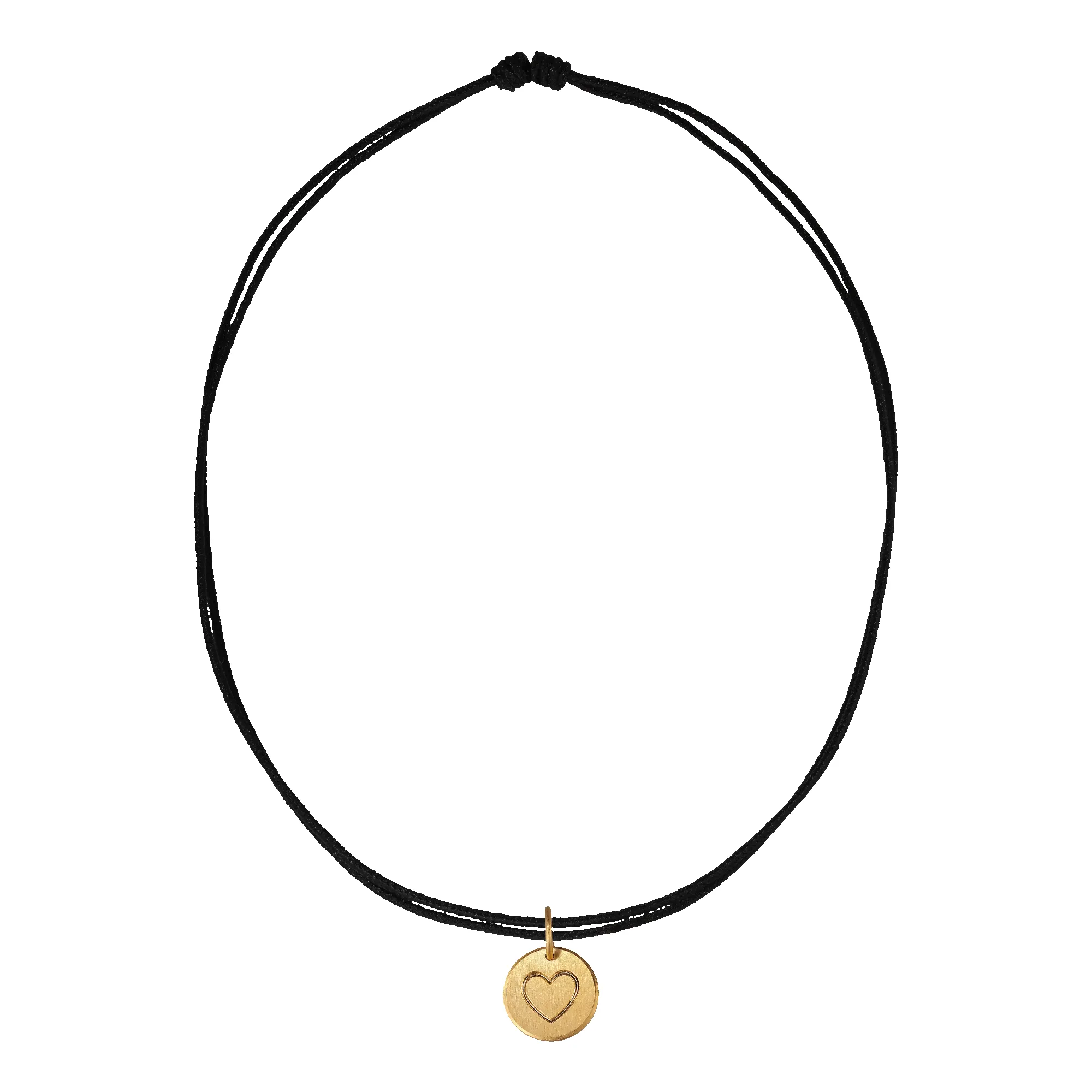Black String Necklace w. gold-plated Lovetag sold by Jane Koenig