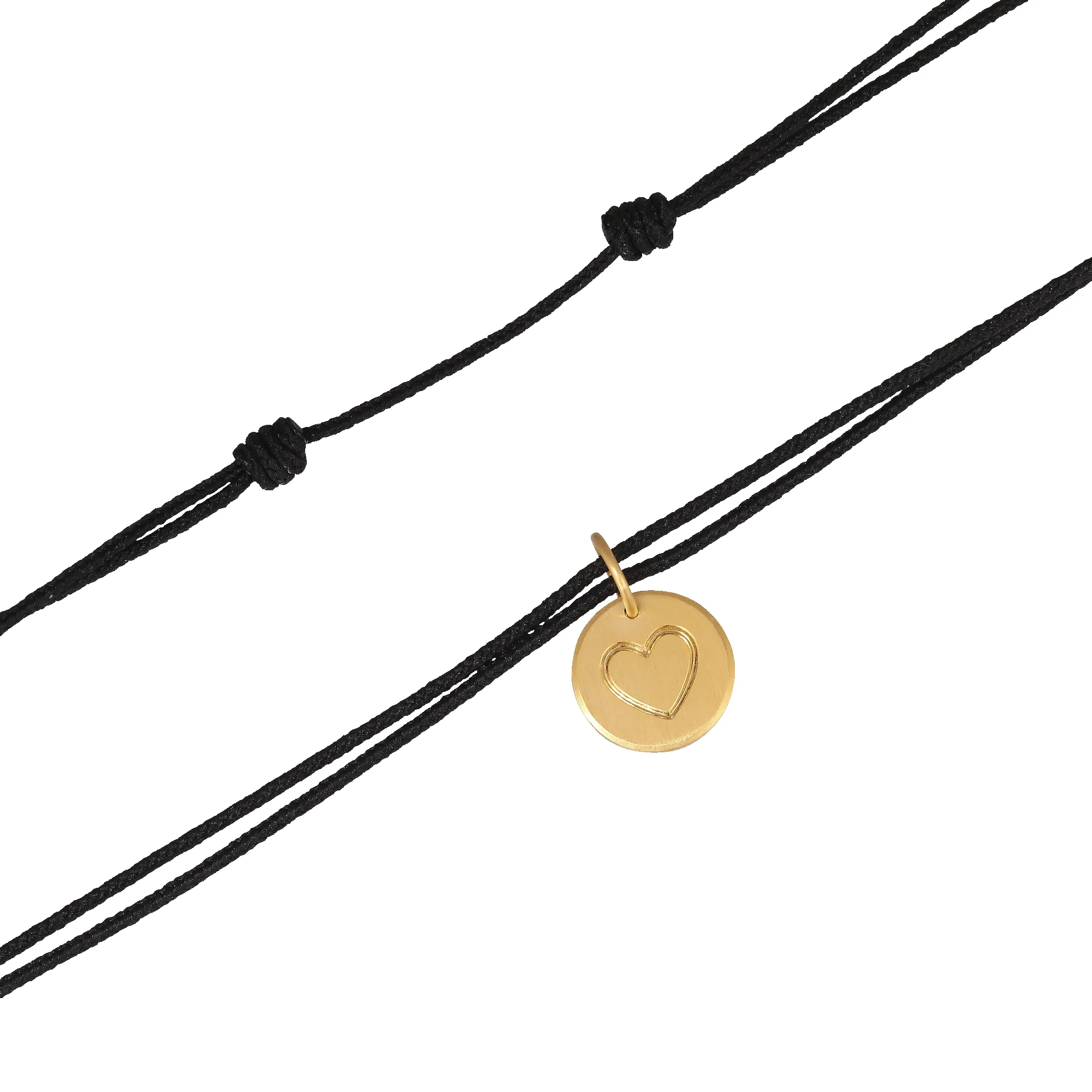Black String Necklace w. gold-plated Lovetag sold by Jane Koenig product image thumbnail 2